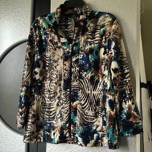 Toni Morgan Multicolor Floral Zip Up Polyester Jacket Size XL